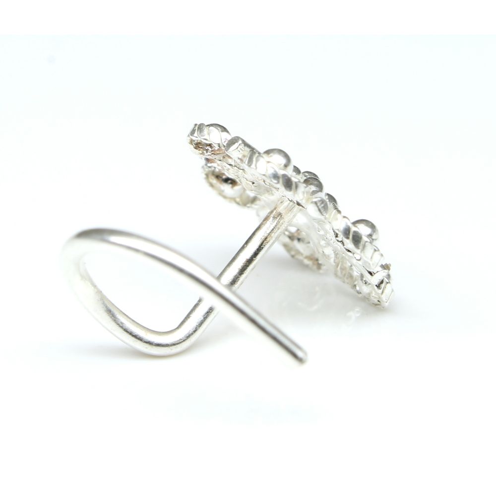 Indian 925 Sterling Silver Nose Stud, corkscrew piercing nose ring L Bend 22g