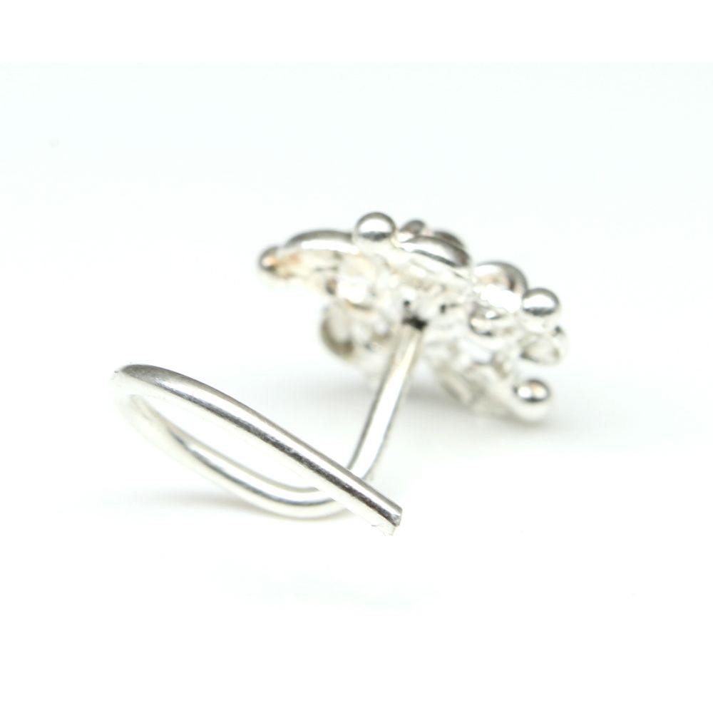 Indian 925 Sterling Silver Nose Stud, corkscrew piercing nose ring L Bend 22g