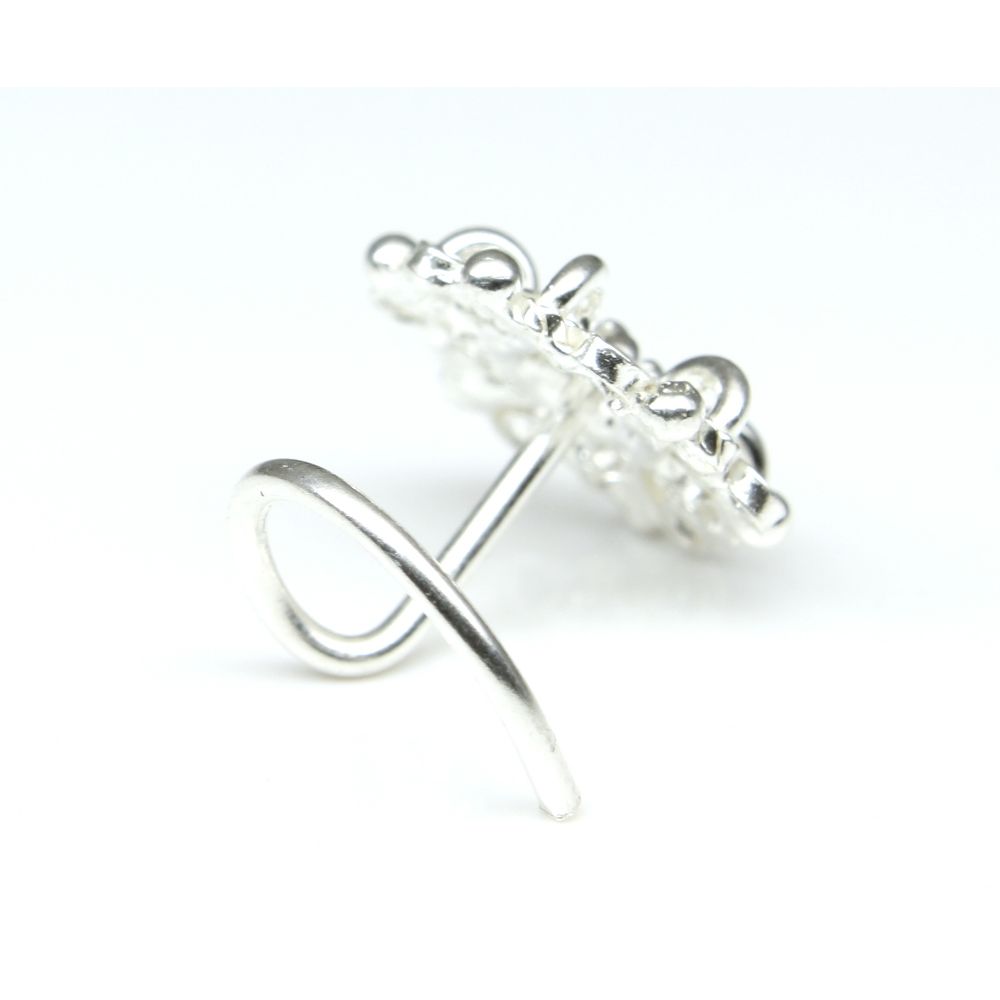 Indian 925 Sterling Silver Nose Stud, corkscrew piercing nose ring L Bend 22g