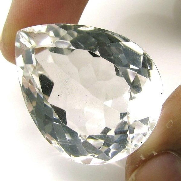 53.3Ct Natural White Crystal Quartz Pear Faceted Gemstone