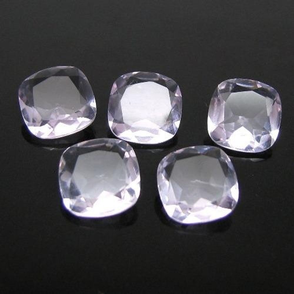 15.70Ct-5pc-Lot-Natural-Rose-Amethyst-Cushion-Faceted-10mm-Gemstones