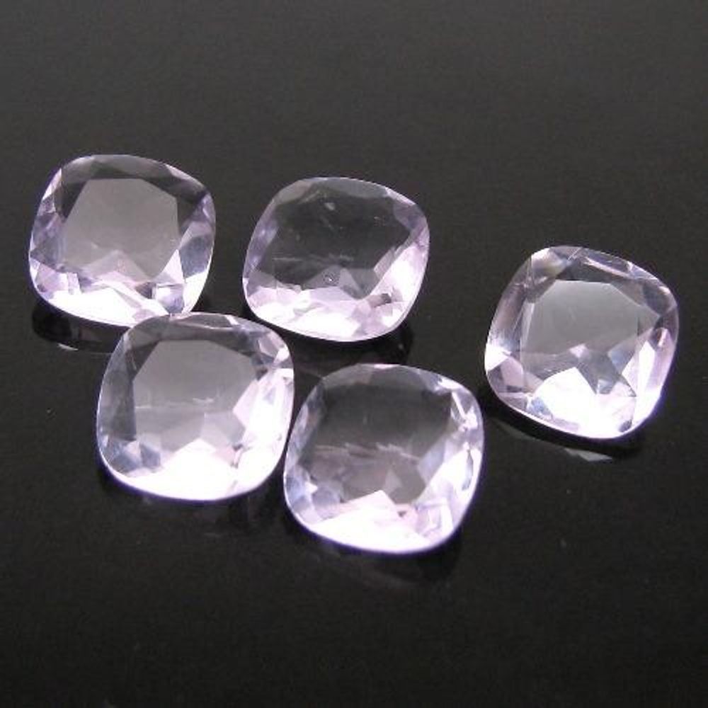 15.70Ct 5pc Lot Natural Rose Amethyst Cushion Faceted 10mm Gemstones