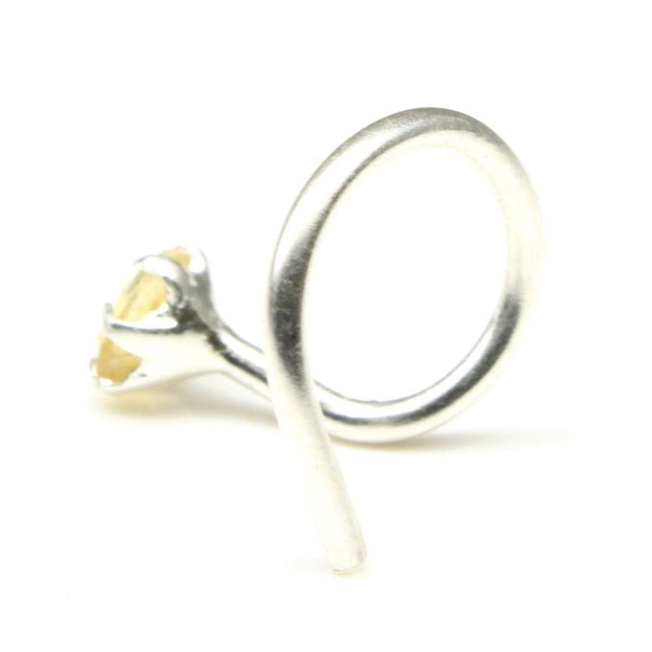 Natural Tourmaline Gemstone Silver Cork Screw Piercing Nose Ring Stud L Bend