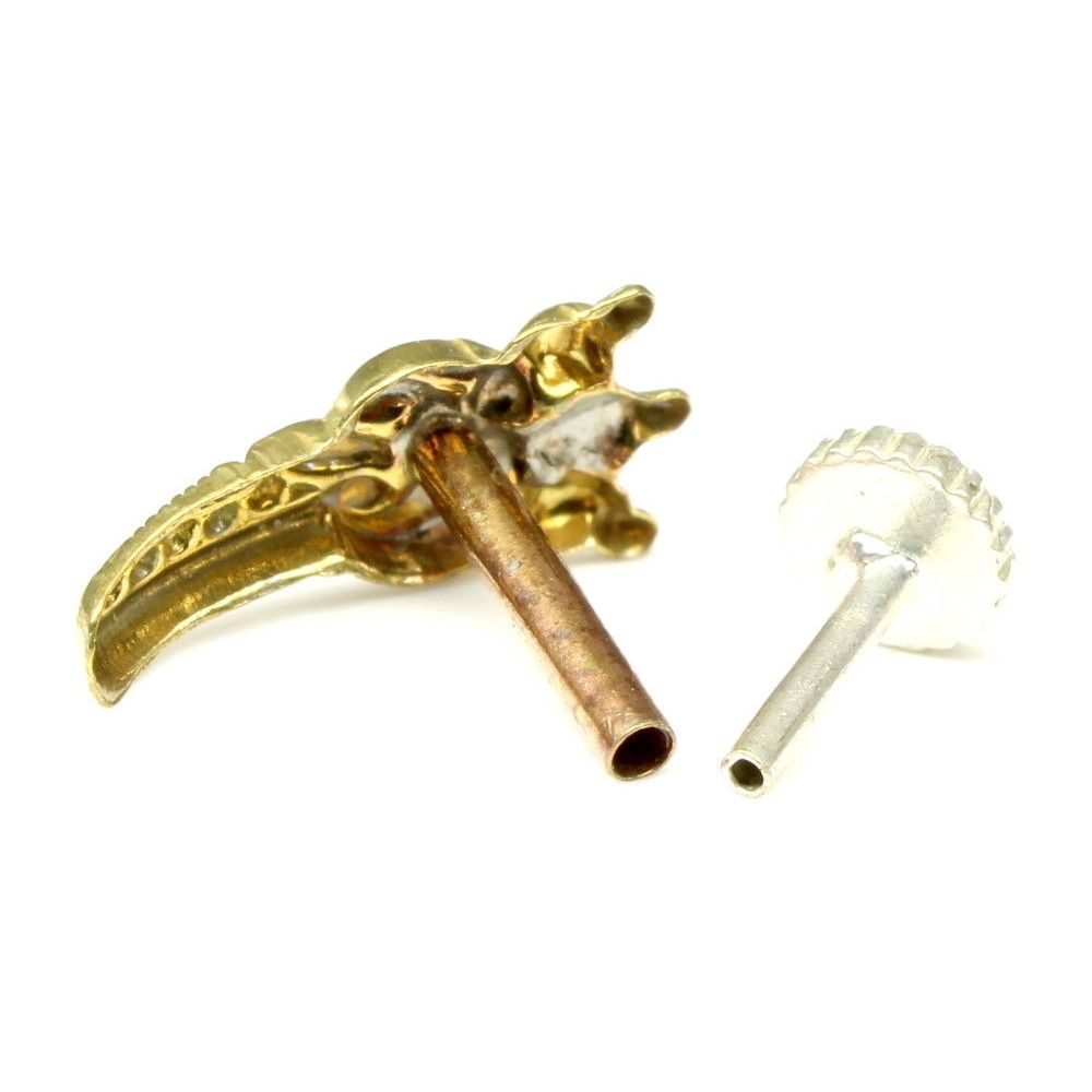 Indian Nose Stud, Antique gold finish nose ring, Push Pin nase stud