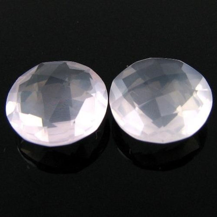 ROSE-QUARTZ-5.8Ct-Pair-Briolette-Round-Checker-Board-Cut-Pink-Gemstone