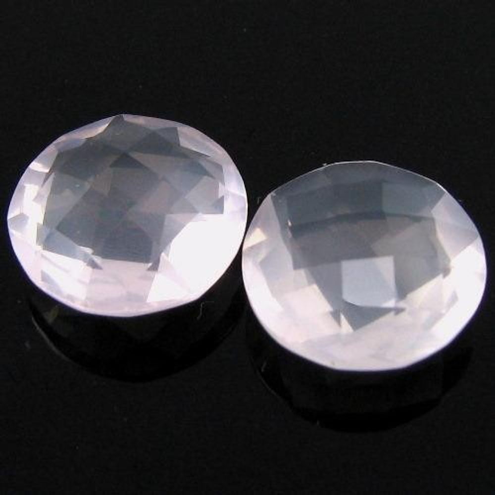 ROSE QUARTZ 5.8Ct Pair Briolette Round Checker Board Cut Pink Gemstone