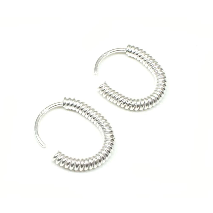 Real Silver Men Women Flexible Spring wire Earrings - PAIR