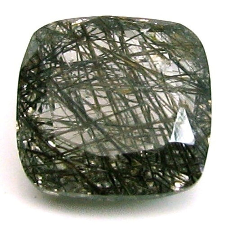3.9Ct-Natural-Black-Needle-Rutile-Quartz-Cushion-Cut-Gemstone