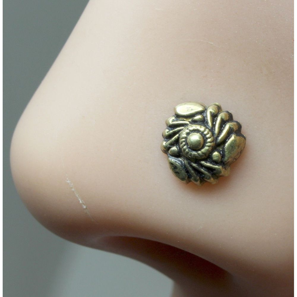 Buy 18k Vintage Antique Gold Nose Stud Nosepin Old Rabri Belly Dance Jewelry  Online in India - Etsy