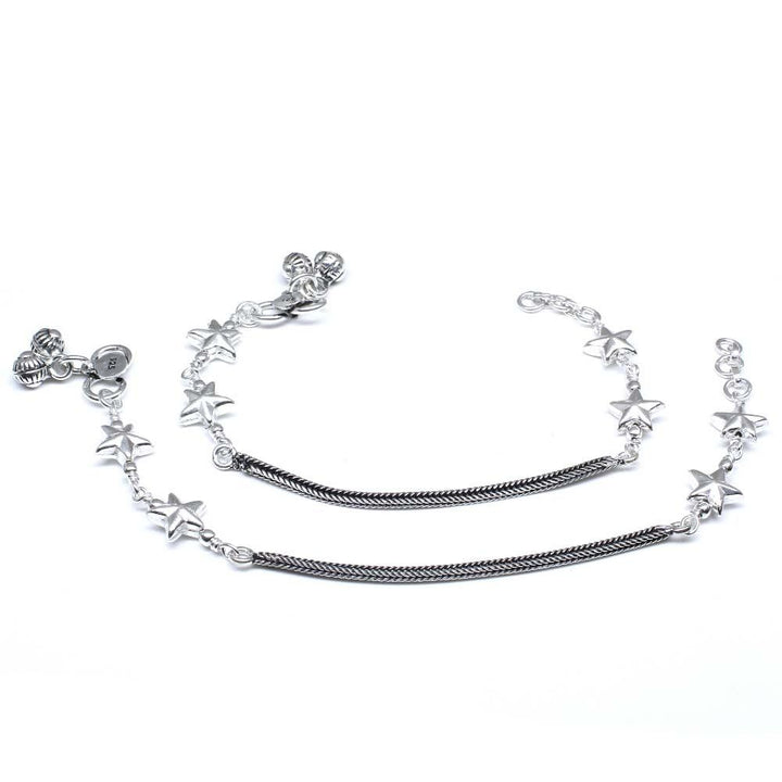 925 Silver Jewelry Kids Star Anklets Ankle chain foot baby Bracelet 6.5