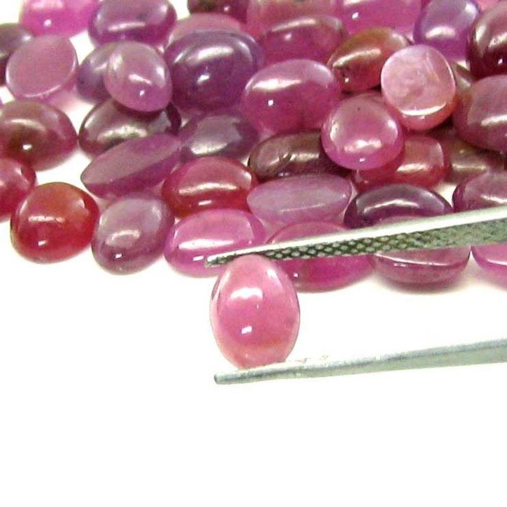 53.7Ct 17pc Lot 9X6mm - 9.8X8mm Natural Ruby Oval Cabochone Gemstones