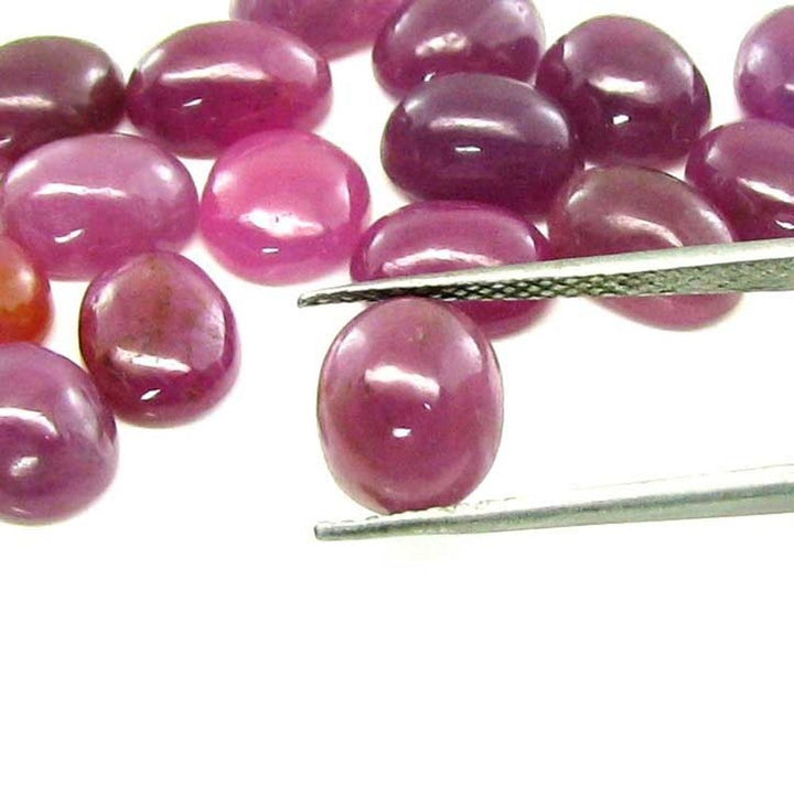 45.5Ct 19pc Lot 8X6mm - 9X7mm Natural Ruby Oval Cabochone Gemstones