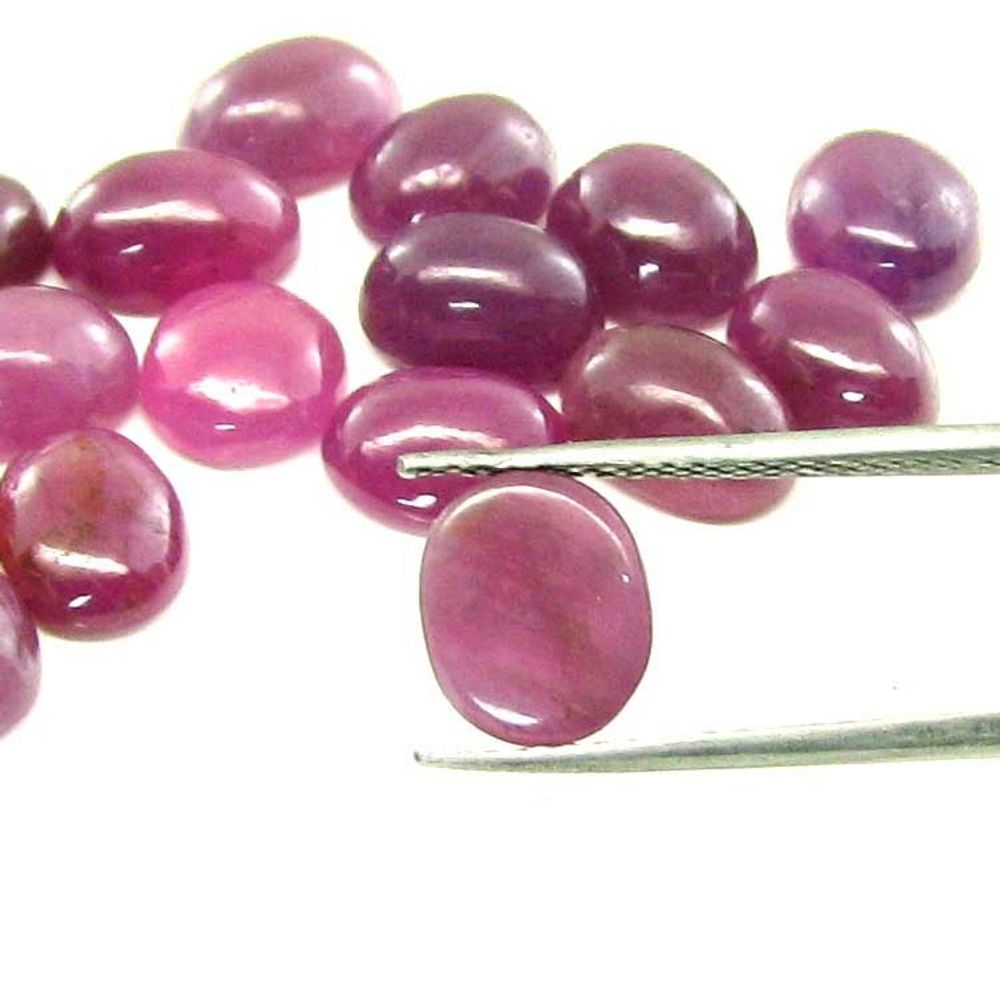 45.5Ct 19pc Lot 8X6mm - 9X7mm Natural Ruby Oval Cabochone Gemstones