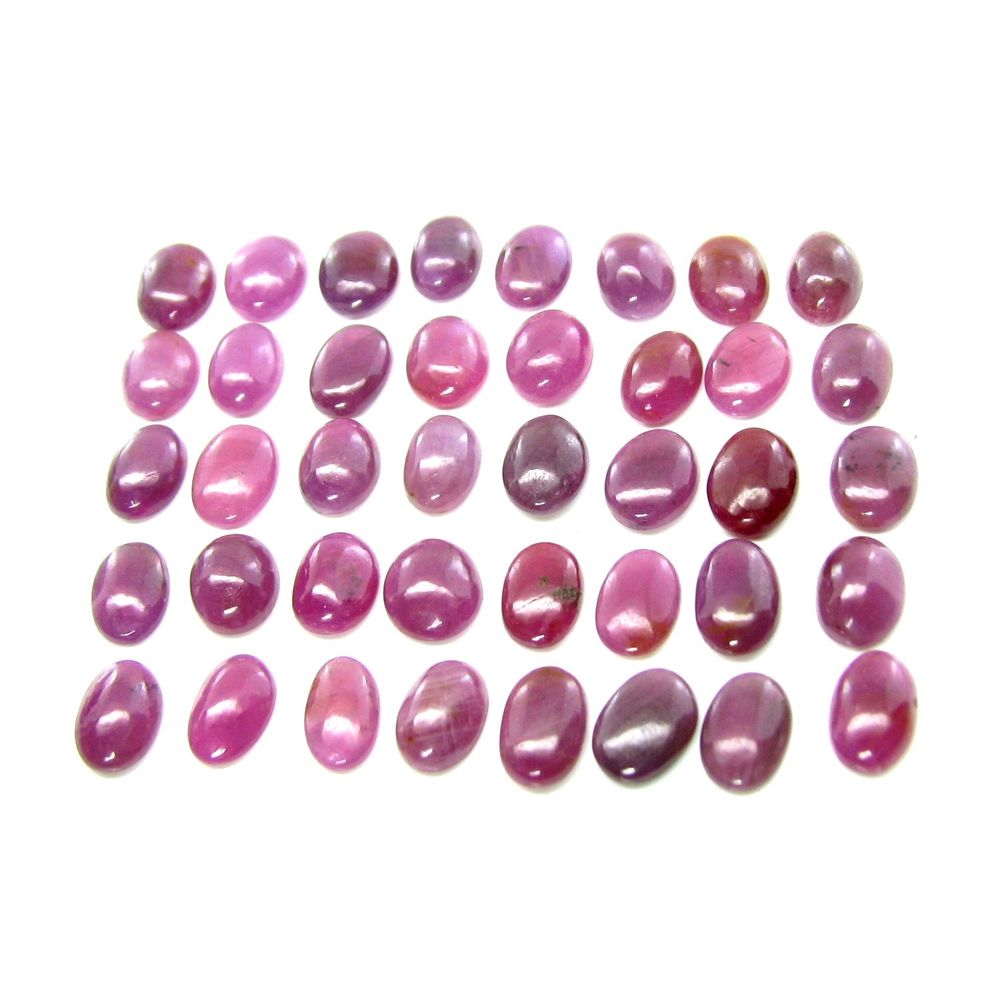 84.1Ct 40pc Lot 9X6mm - 10X7mm Natural Ruby Oval Cabochone Gemstones