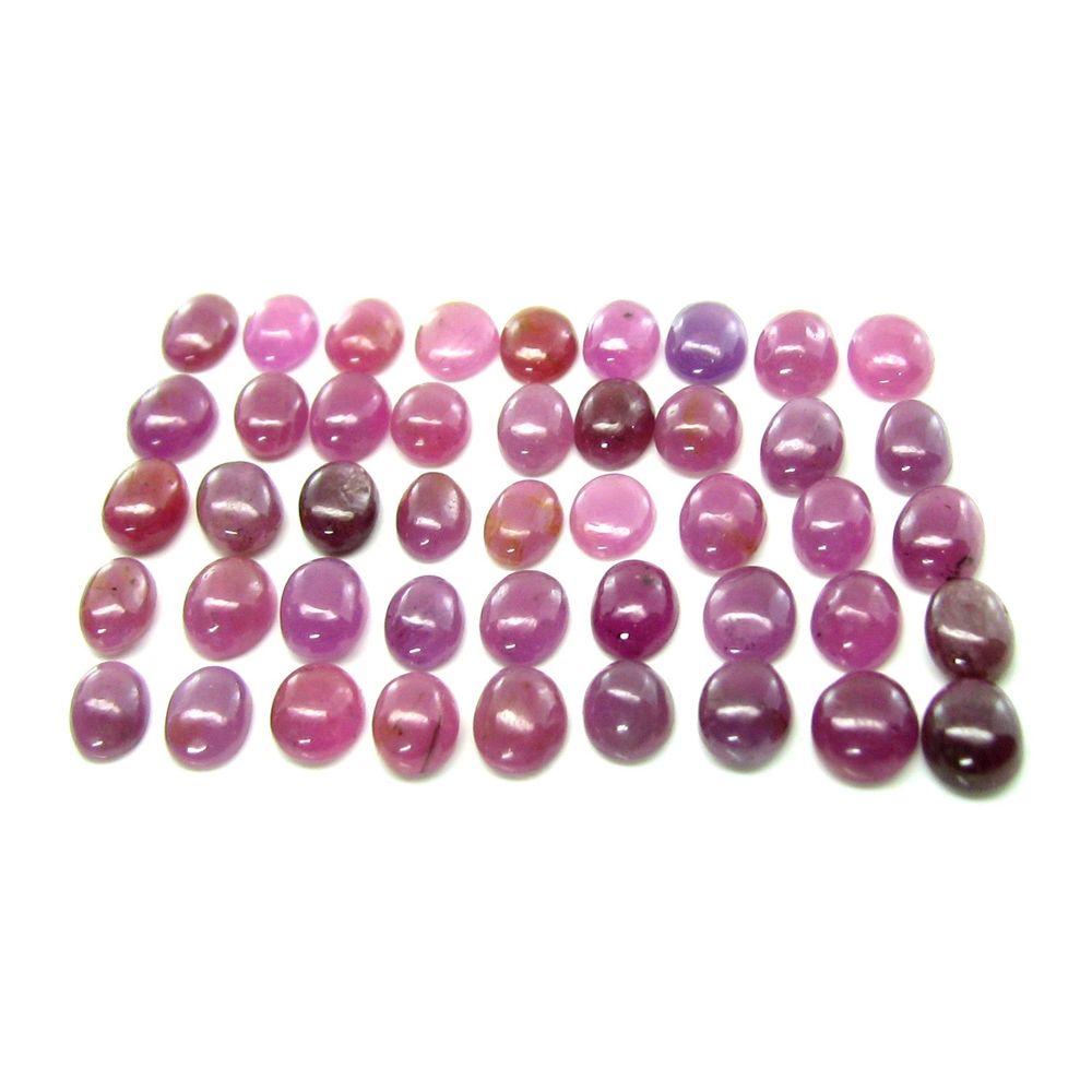 29.9Ct-10pc-Lot-10X8mm---10.8X8.5mm-Natural-Ruby-Oval-Cabochone-Gemstones
