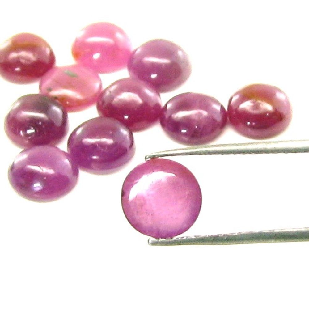 50.5Ct 25pc Lot 7.5mm - 7.8mm Natural Ruby Round Shape Cabochone Gemstones