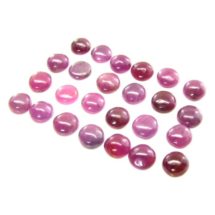 36.8Ct 25pc Lot 6.4mm - 6.8mm Natural Ruby Round Shape Cabochone Gemstones
