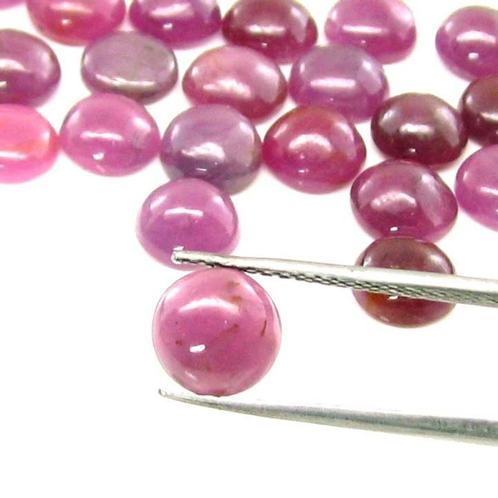 36.8Ct 25pc Lot 6.4mm - 6.8mm Natural Ruby Round Shape Cabochone Gemstones