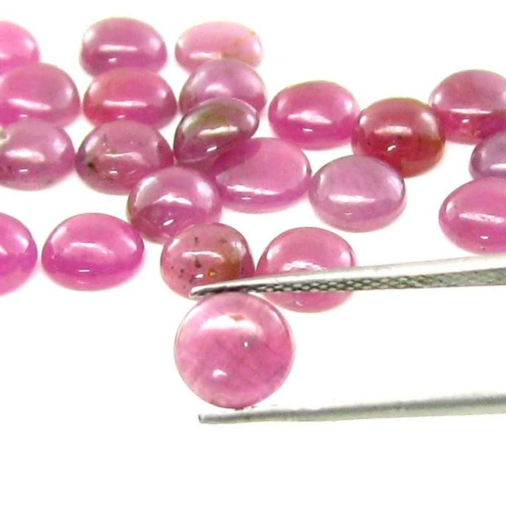 48.9Ct 40pc Lot 6mm - 6.5mm Natural Ruby Round Shape Cabochone Gemstones