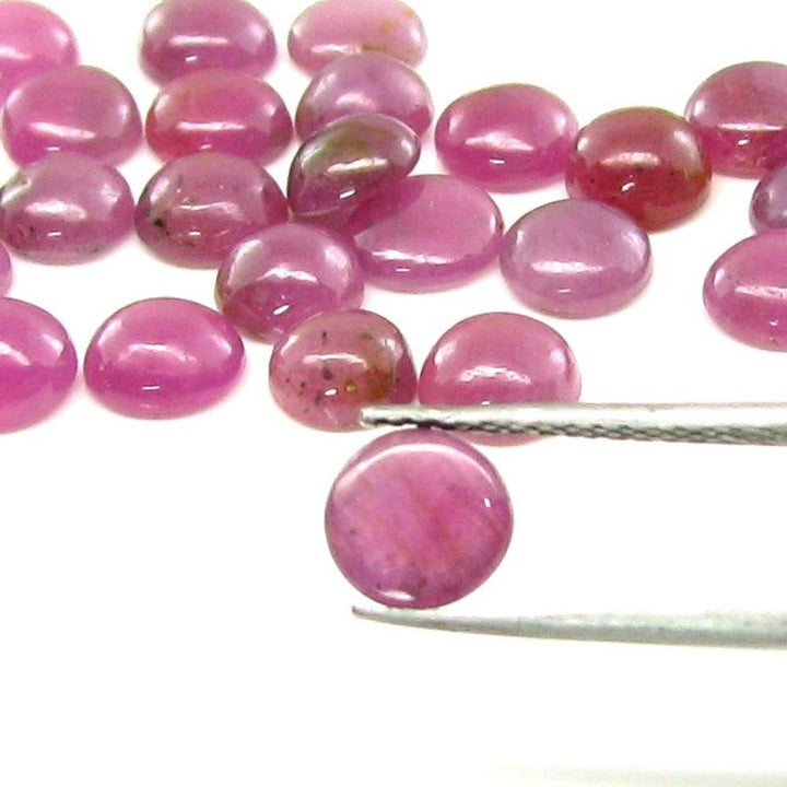 48.9Ct 40pc Lot 6mm - 6.5mm Natural Ruby Round Shape Cabochone Gemstones