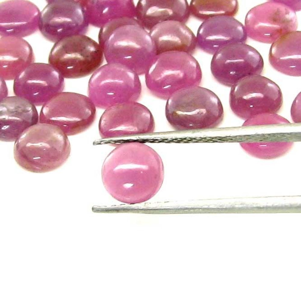 24.4Ct 28pc Lot 6mmX5.2mm - 6.5mmX5.5mm Natural Ruby Oval Cabochone Gemstones
