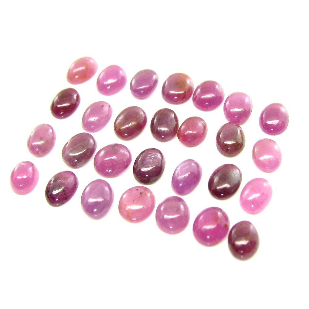21.9Ct 8pc Lot 10mmX7mm - 10.9mmX7.2mm Natural Ruby Oval Cabochone Gemstones