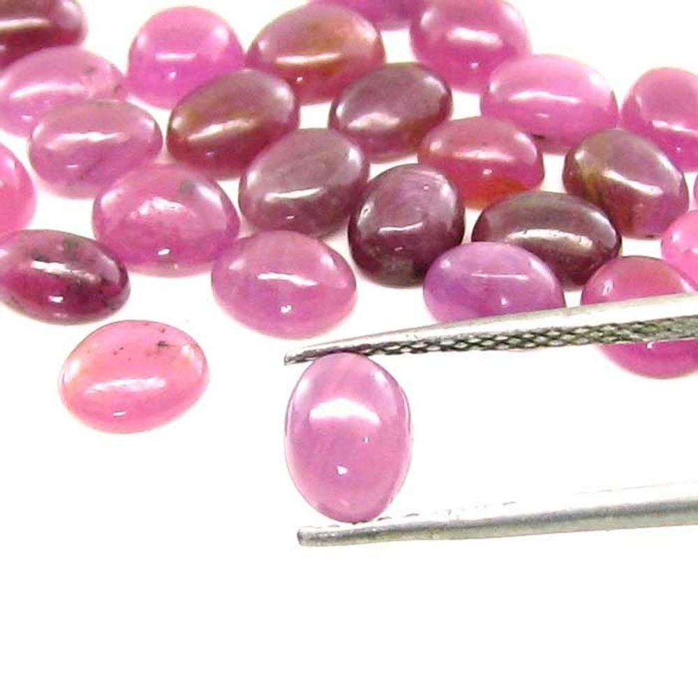 21.9Ct 8pc Lot 10mmX7mm - 10.9mmX7.2mm Natural Ruby Oval Cabochone Gemstones