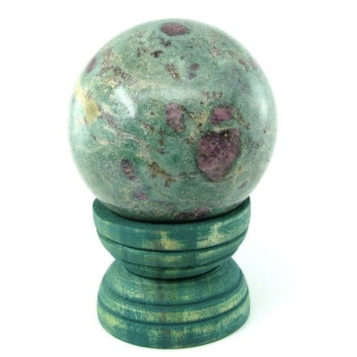 1960Ct-Natural-Ruby-Zoisite-Sphere-Crystal-63MM-Ball-crystal-Healing-Reiki-+-Stand