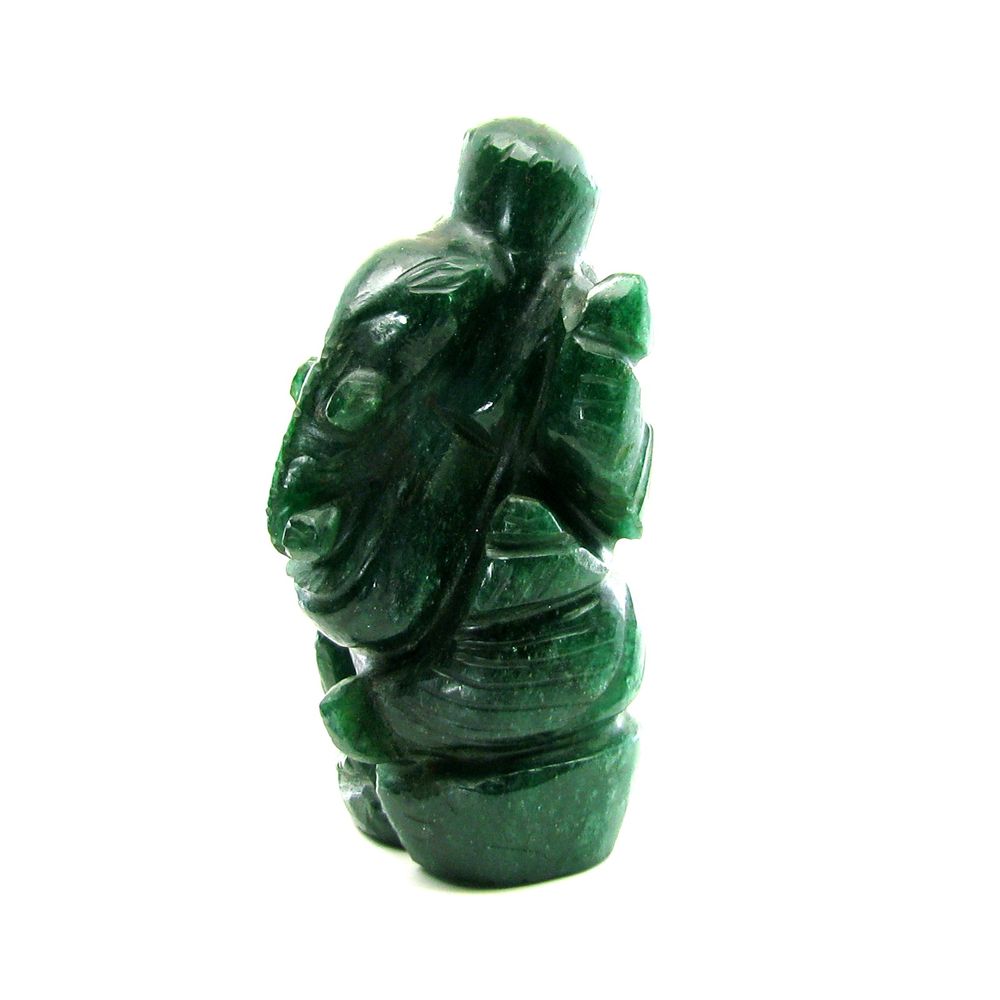 888.3Ct Ganesha God Idol Hindu Deity Green Aventurine Quartz Carved Sculpture