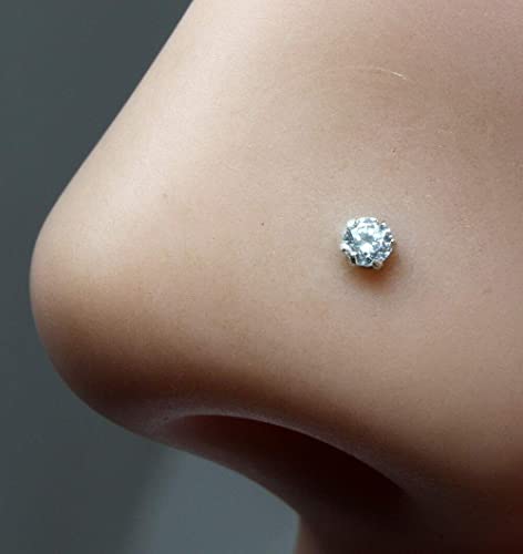 Single stone cz Silver nose Piercing corkscrew Nose Ring Stud L Bend nase ring