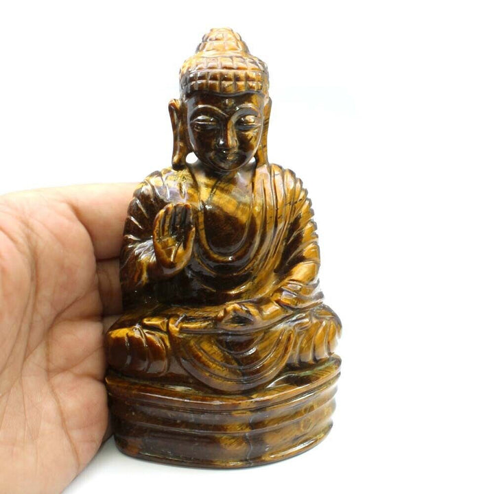 1373Ct Natural Tiger Eye Gemstone Carved Lord Budhha God Art Sculpture