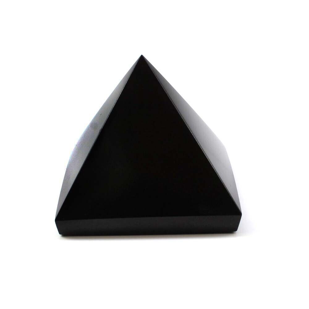 545 Carats Natural Black Obsidian Crystal Pyramid Healing Stone Rock Reiki
