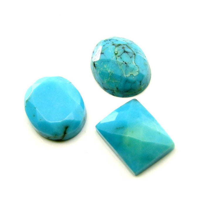 5.7Ct 3pc Lot Natural Maxican Turquoise Mix Shape Faceted Gemstones