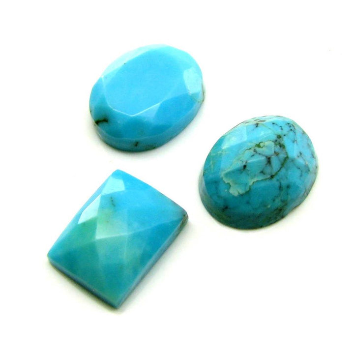 5.7Ct 3pc Lot Natural Maxican Turquoise Mix Shape Faceted Gemstones