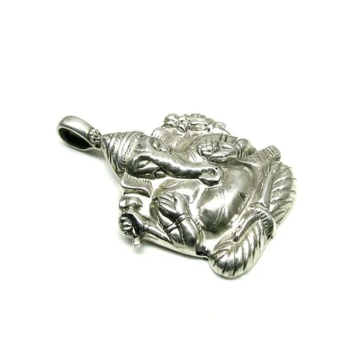 Lord Ganesha Embossed God 925 Sterling Silver Pendant - ET