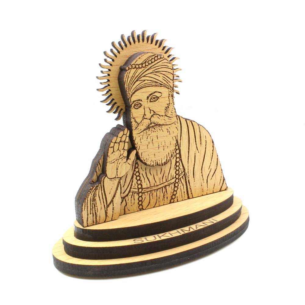 Guru Nanak Dev Wooden Idol for Car Decorative Showpiece sikh religious gift