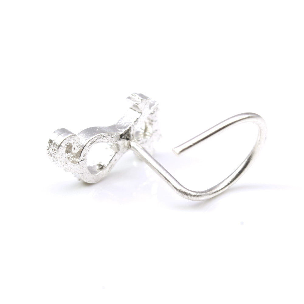 Cute Cat Real Sterling Silver nose stud Corkscrew nose ring L bend 22g