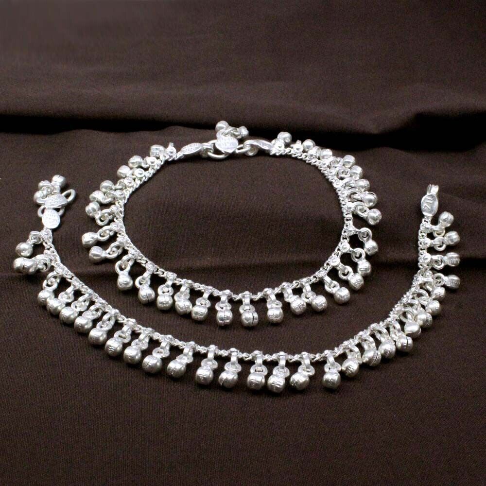 Anklets with Bells Solid Silver baby Ankle chain Bracelet Kids