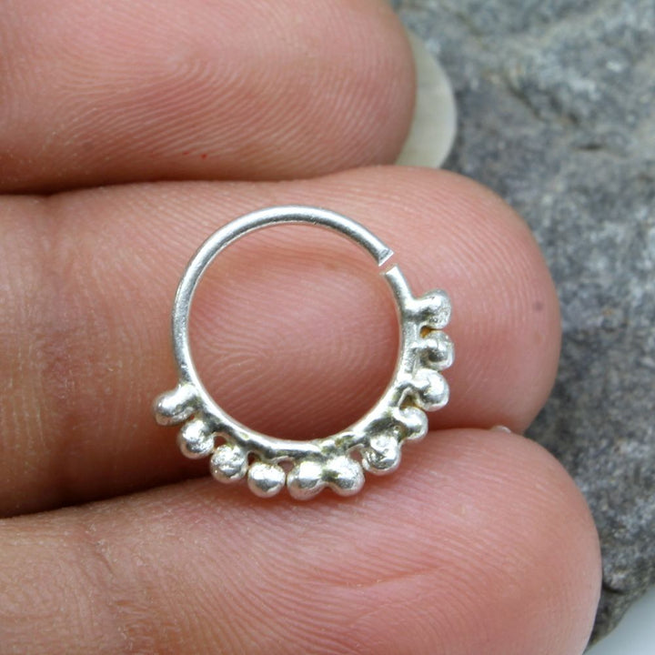 Real Silver Septum Nose Ring Indian tribal style 18g