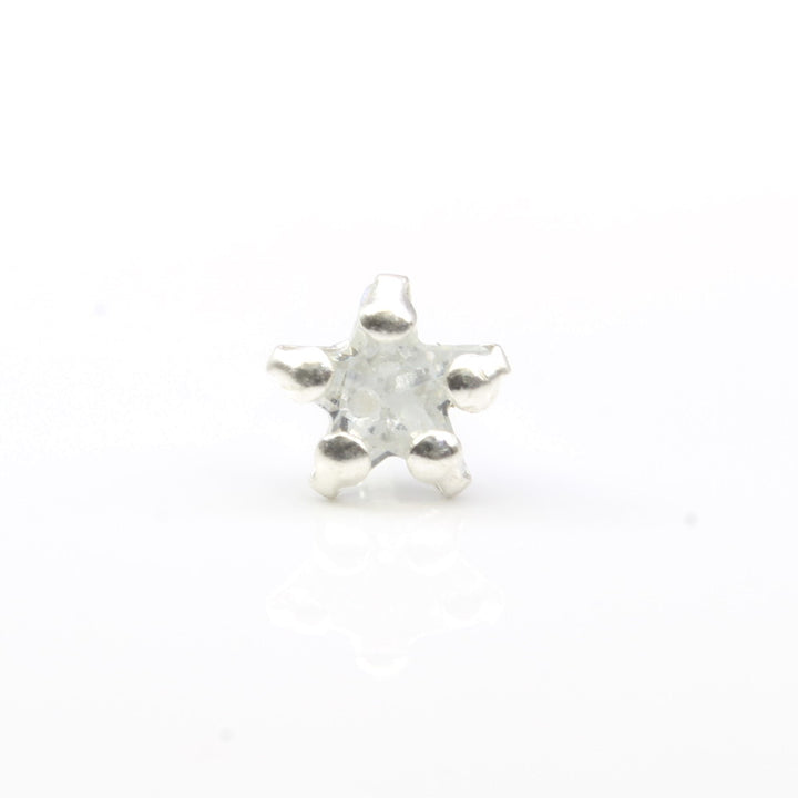 Indian 925 Sterling Silver White CZ Indian Screw Nose ring