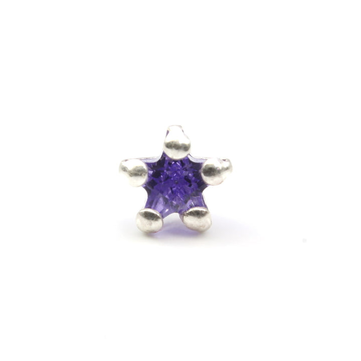 Indian 925 Sterling Silver Purple CZ Indian Screw Nose ring