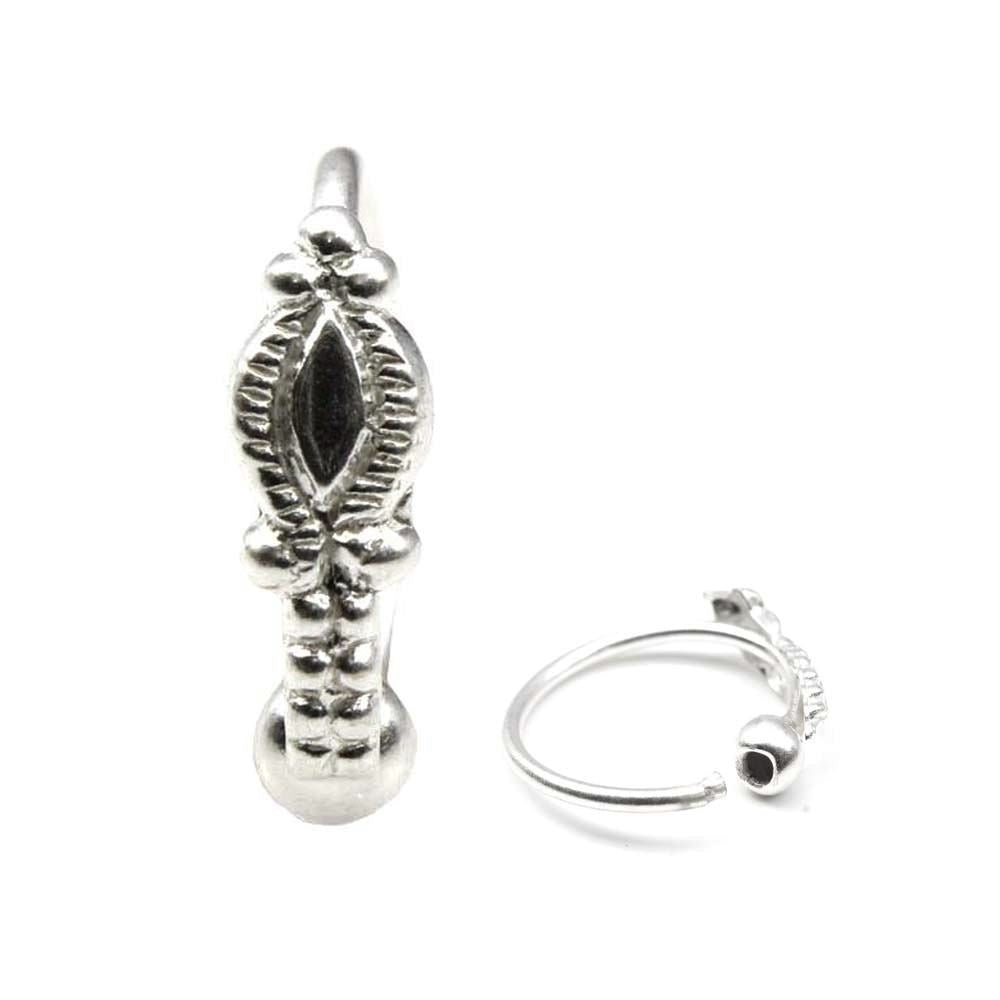 Tribal Style Indian 925 Sterling Silver Hoop Nose piercing ring 22g
