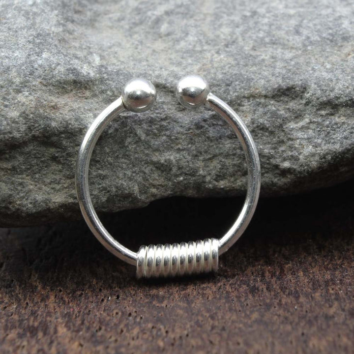 Tribal Ethnic Real Silver Piercing Septum Nose Ring Indian style 20g