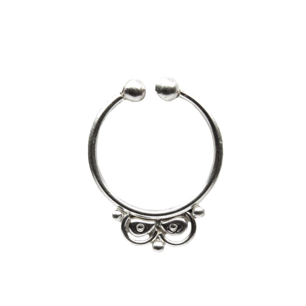 Traditional Ethnic Silver Piercing Septum Nose Ring Indian tribal style 20g