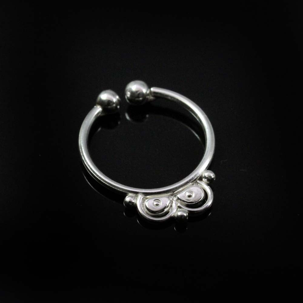 Traditional Ethnic Silver Piercing Septum Nose Ring Indian tribal style 20g