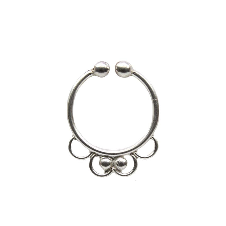 Ethnic Silver Piercing Septum Nose Ring Indian tribal style 20g