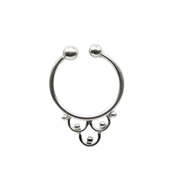 Ethnic tribal style Real 925 Silver Piercing Septum Nose Ring Indian 20g