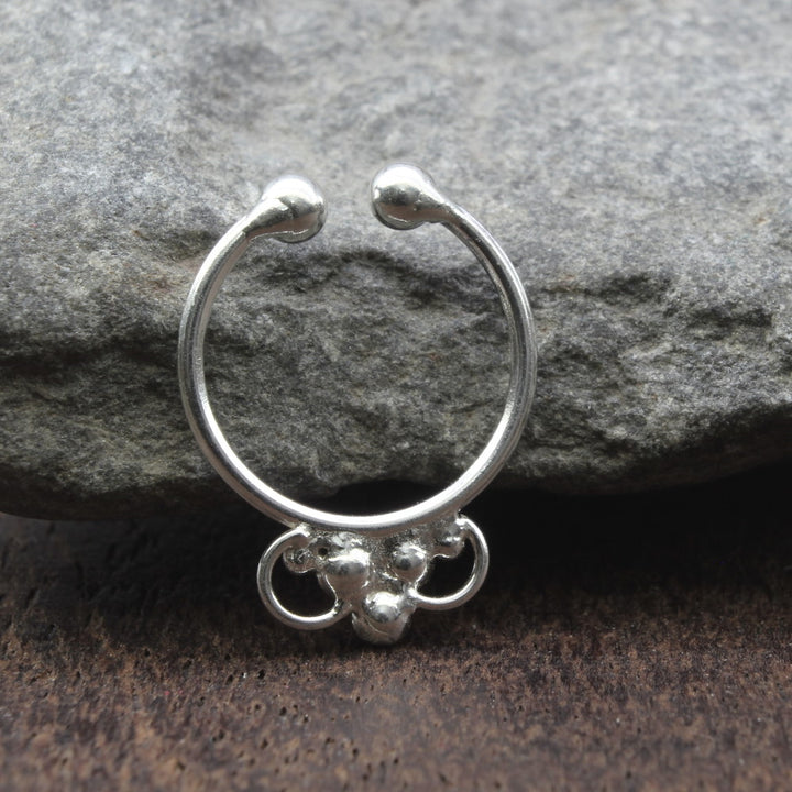 Indian Handmade Tribal style Real Solid Silver Piercing Septum Nose Ring 20g