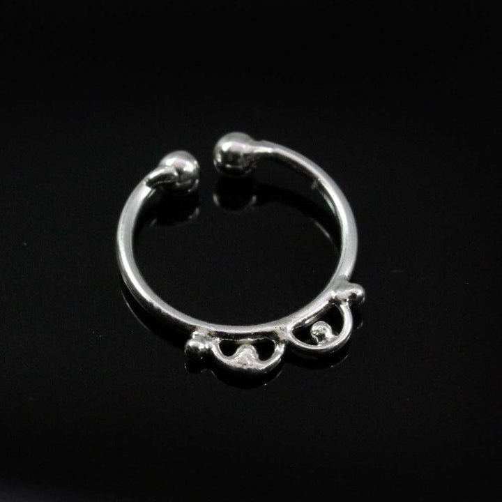 Ethnic Handmade style Real Solid Silver Piercing Septum Nose Ring 20g