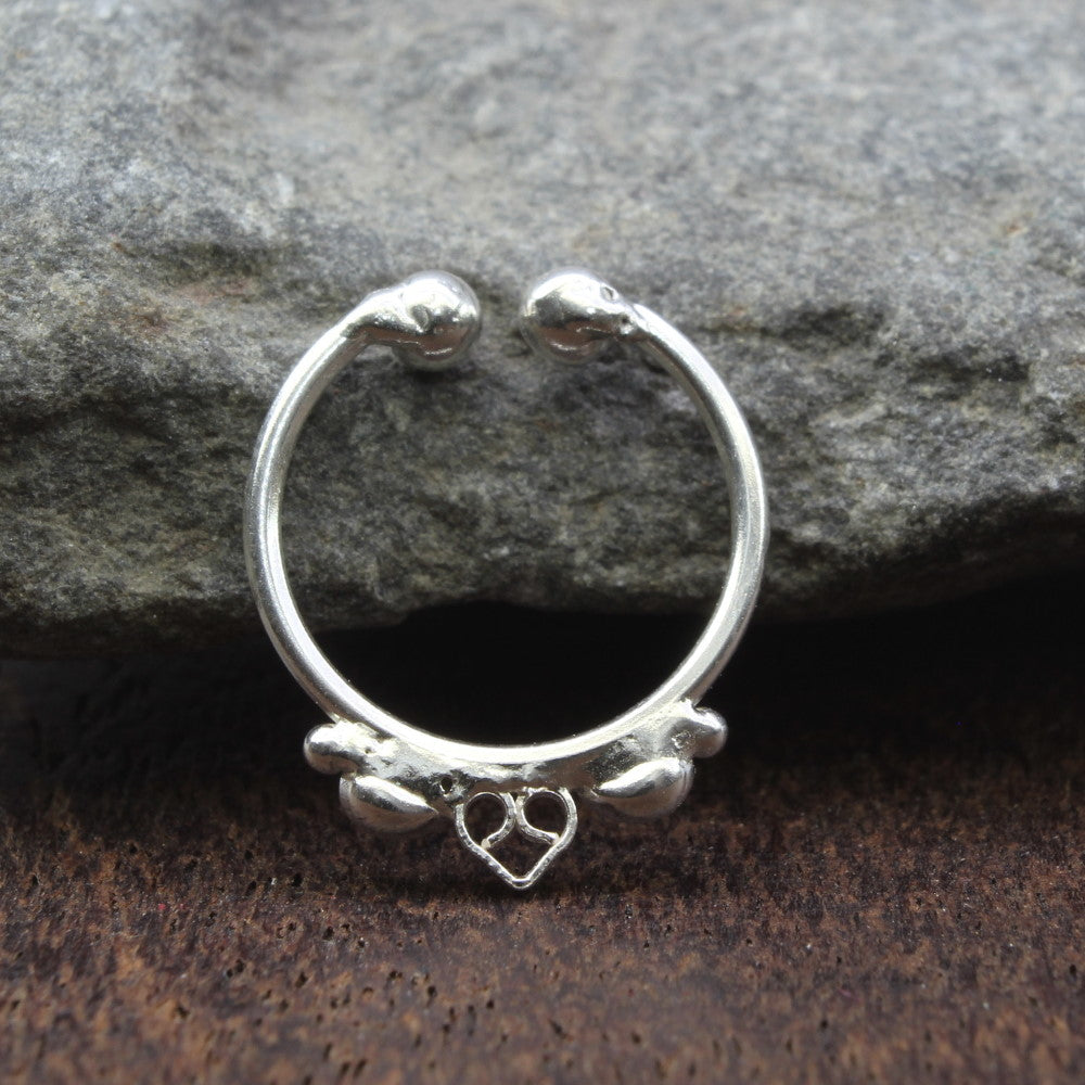 Traditional Handmade style Real Solid Silver Septum Nose Ring 20g